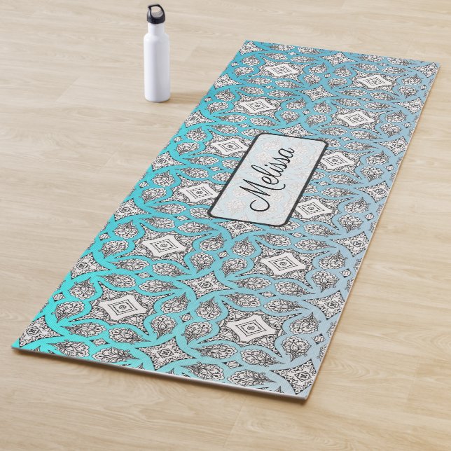 Aqua Blue Mandala Yoga Mat personalizado (In situ)