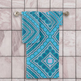 Aqua Blue Mint Teal Turquoise Ethnic Boho Pattern