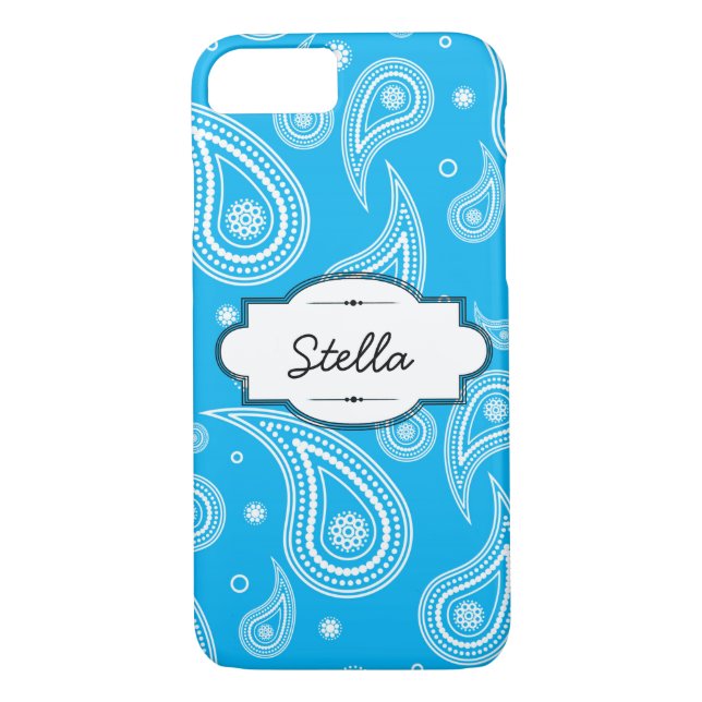 Aqua Blue Paisley iPhone 7 Apenas hay Funda (Reverso)