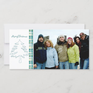 Aqua Blue Pine Tree & Snowflake Feliz Navidad