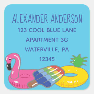 Aqua Blue Pool Flota Etiquetas de direcciones de r