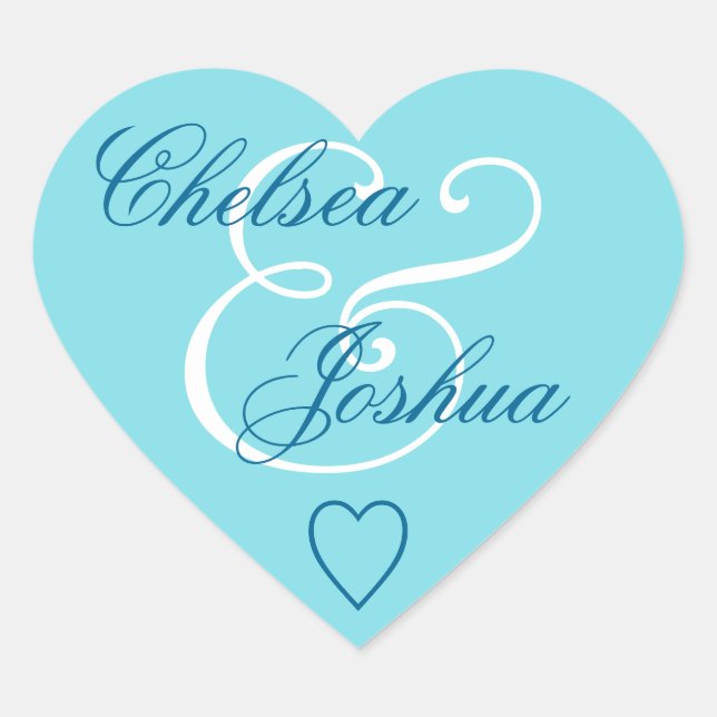 Aqua Blue Sello para sobres Boda Heart V08 (Anverso)