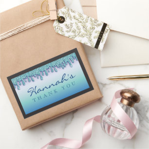 Aqua Blue Sparkle Drippy Drippy Pegatina de Baby S