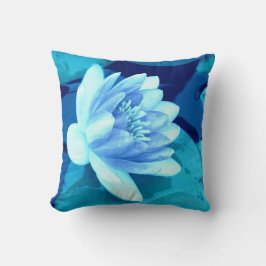 Aqua Blue Waterlily estilo Cojín decorativo 3