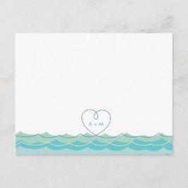Aqua Blue Waves Loopy Heart Boda Gracias Tarjeta