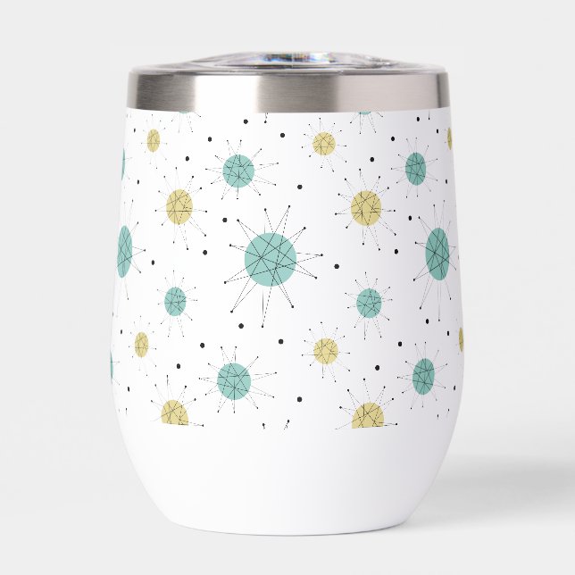 Aqua Blue Yellow Franciscan Starburst Mid Century (Frente)