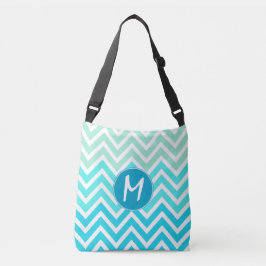 Aqua Chevron Bolsa Monogramada de cuerpo cruzado
