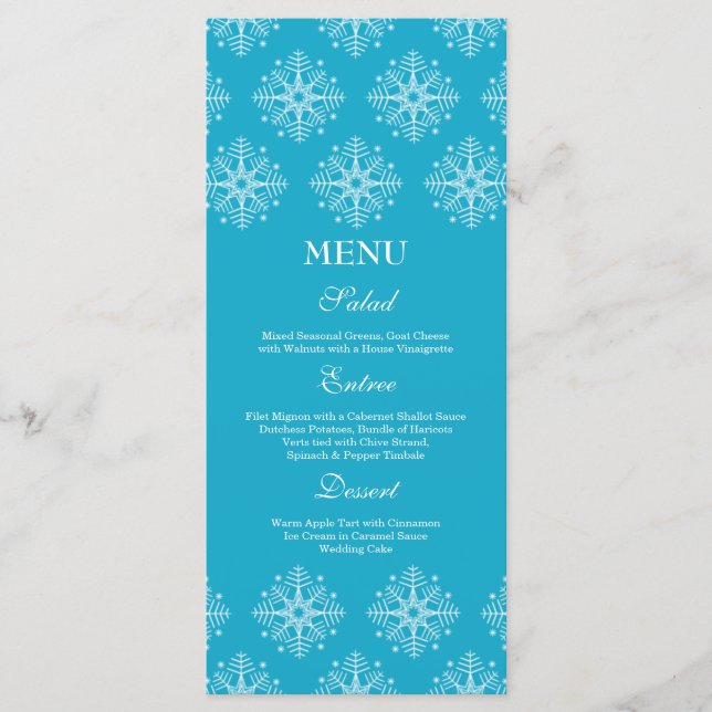 Aqua + copos de nieve blanco menú de comida para b (Anverso)