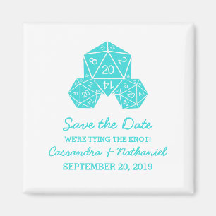 Aqua D20 Dice Guardar el imán de fecha