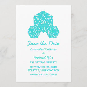Aqua D20 Dice Guardar la invitación de fecha