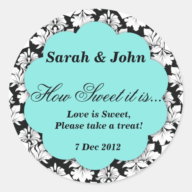 Aqua damask Cómo dulce es Pegatina (Anverso)