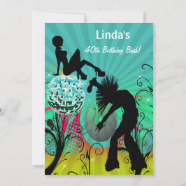 aqua disco retro party Invitación