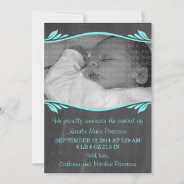Aqua Elegant Chalkboard Baby Invitación