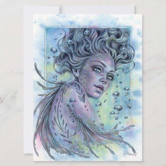Aqua Fantasy Nymph Mermaid Tarjeta de Arte Femenin (Anverso)