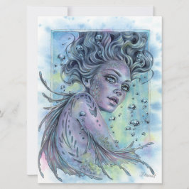 Aqua Fantasy Nymph Mermaid Tarjeta de Arte Femenin