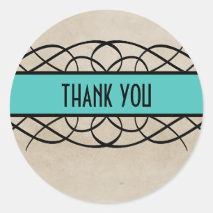 Aqua Flourish Border Gracias Pegatinas