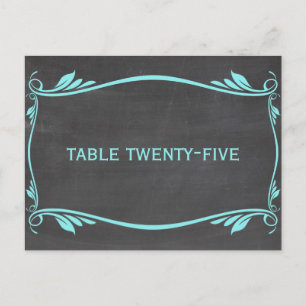 Aqua Flourish Chalkboard Número de tabla postal