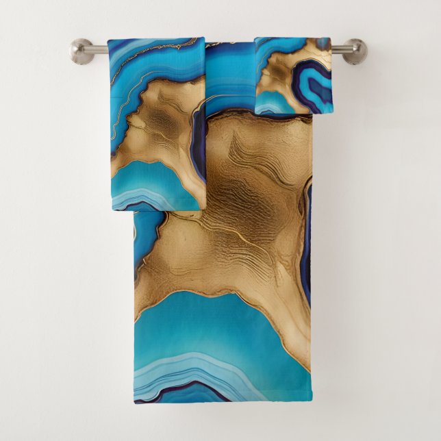 Aqua Gold Blue Purple Veins Agite (In situ)