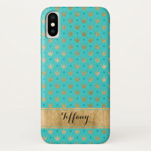 Aqua, Gold Crowns Funda-Mate iPhone X Funda 2