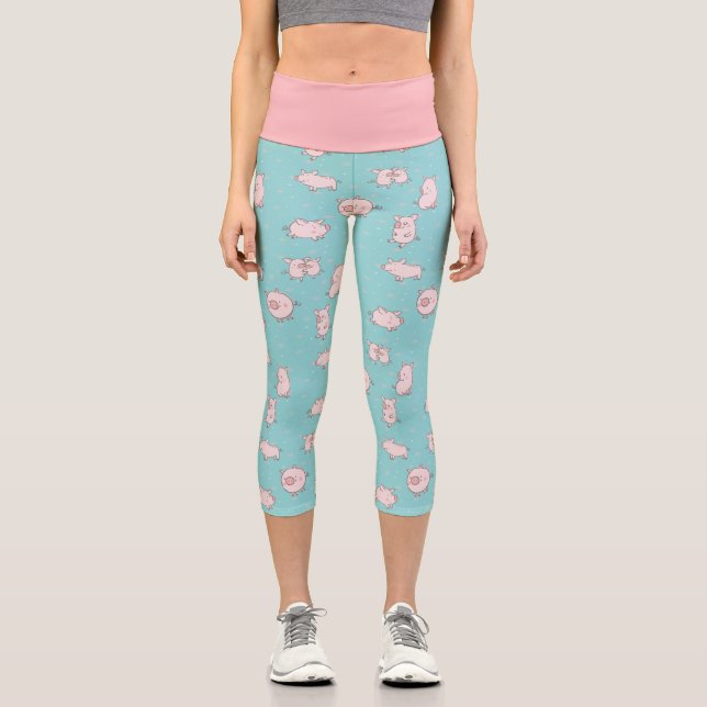 Aqua Green Little Piggies Capri Leggings (Anverso)