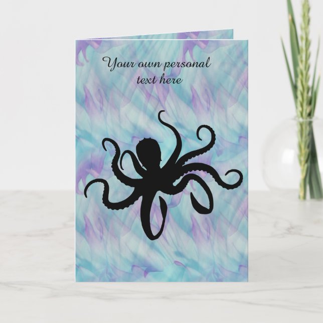 Aqua Lavender Octopus Cualquier Ocasión Tarjeta De (Anverso)