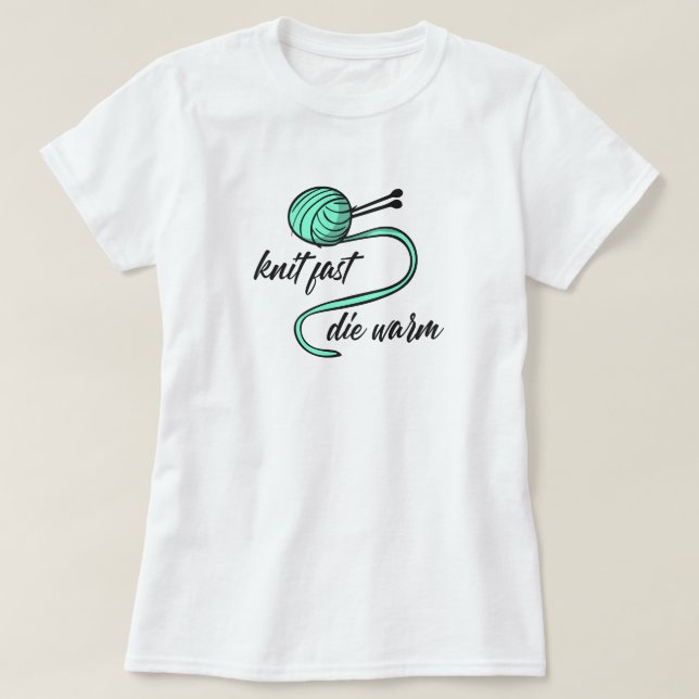Aqua Menthe Knit Fast, muere en cálida camiseta (Diseño del anverso)