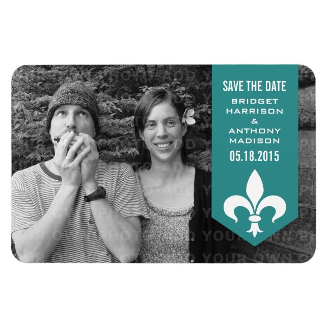 Aqua Moda Florece Banner Salven el imán de la fech (Horizontal)