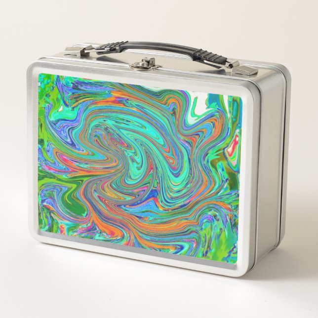 Aqua, Naranja y Green Groovy Resumen de arte retro (Anverso)