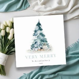 Aqua Nieve Acuarela Pino Árbol de Navidad Regalos