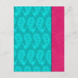 Aqua Paisley Peacocks Indian Wedding RSVP