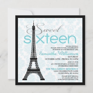 Aqua Paris Sweet 16 Invitaciones