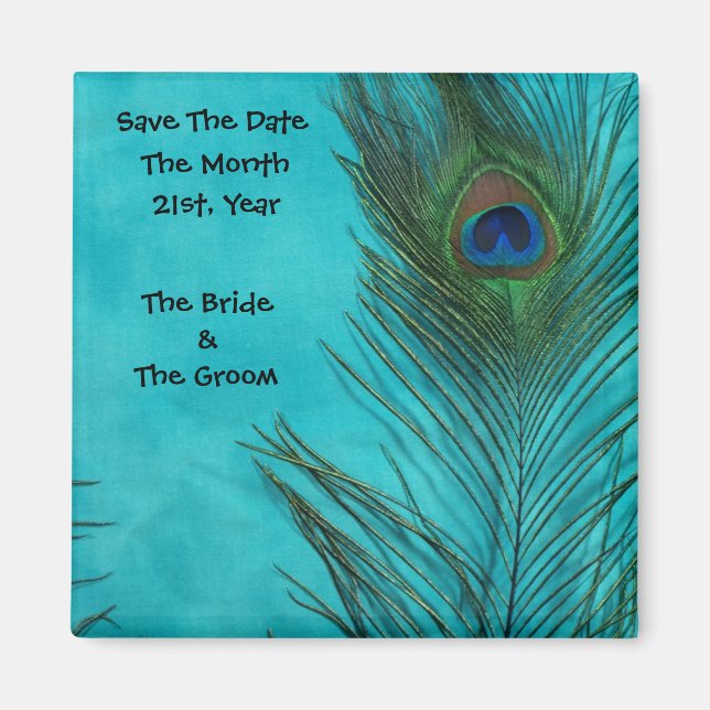 Aqua Peacock Feathers imanes Bodas (Frente)
