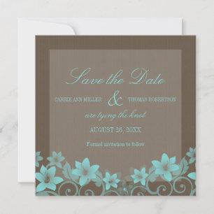 Aqua Rustic Floral salva la invitación a la cita
