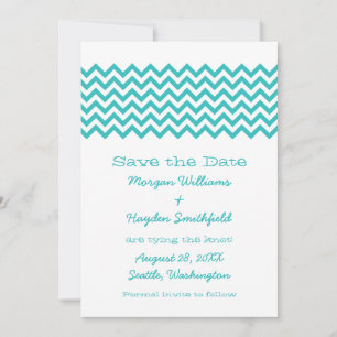 Aqua Simple Chevron Guardar la invitación de fecha