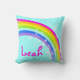Aqua sky arco iris rosa nombre almohada
