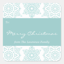 Aqua Snowflakes Navidades Holiday Gift Etiqueta