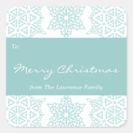 Aqua Snowflakes Navidades Holiday Gift Etiqueta