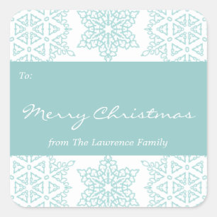 Aqua Snowflakes Navidades Holiday Gift Etiqueta