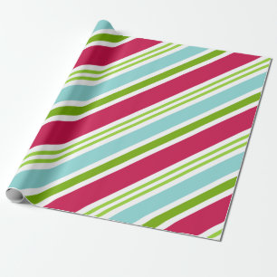 Aqua Stripe Navidades envuelto papel