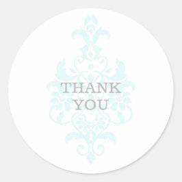 Aqua Subtle Damask Gracias Pegatinas