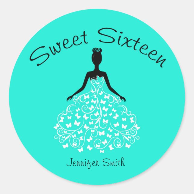 Aqua Sweet 16 Sellos para sobres de traje de marip (Anverso)
