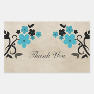 Aqua Sweet Vintage Floral Gracias Pegatinas