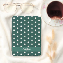 Aqua Teal Chic Polka Dots Nombre Personalizado