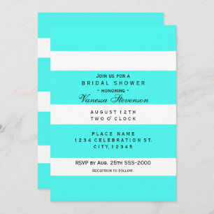 Aqua Thick Chunky Stripes Invitaciones modernas