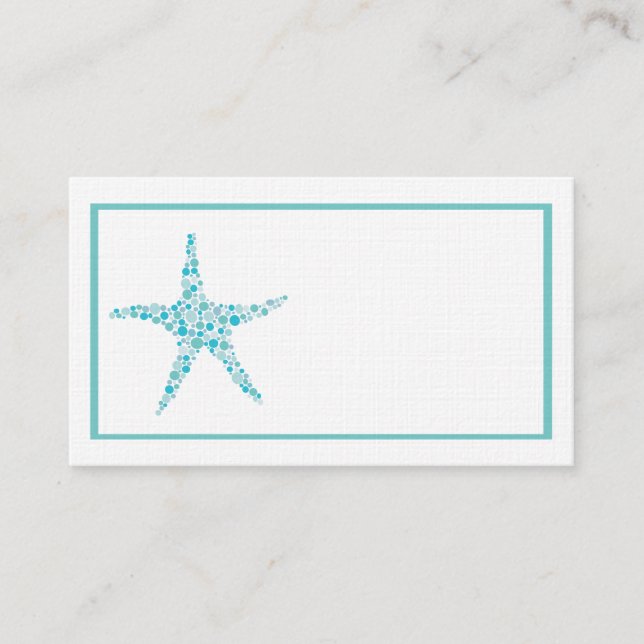 Aqua Turquoise Starfish Boda Mesa de las tarjetas (Anverso)
