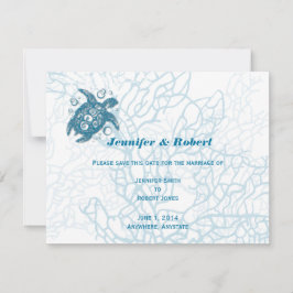 Aqua Turtle Love Wedding Salva la tarjeta de fecha