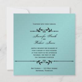 Aqua y Black Elegant Wedding Invitación