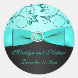 Aqua y Black Floral Pegatina