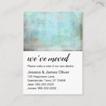 Aqua y Brown Grunge Hemos mudado tarjeta de identi