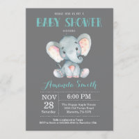 Aqua y gris de la invitación a la Baby Shower para